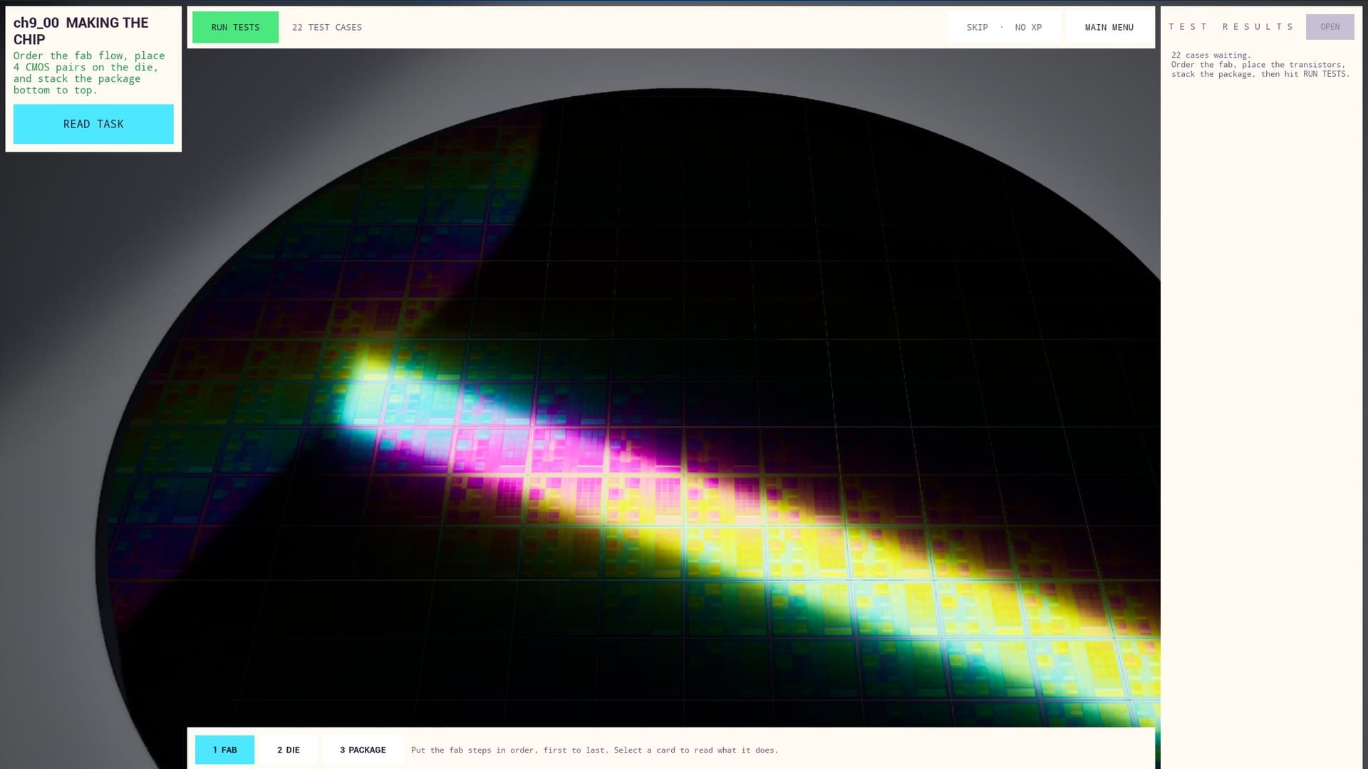 A silicon wafer in the fab chapter