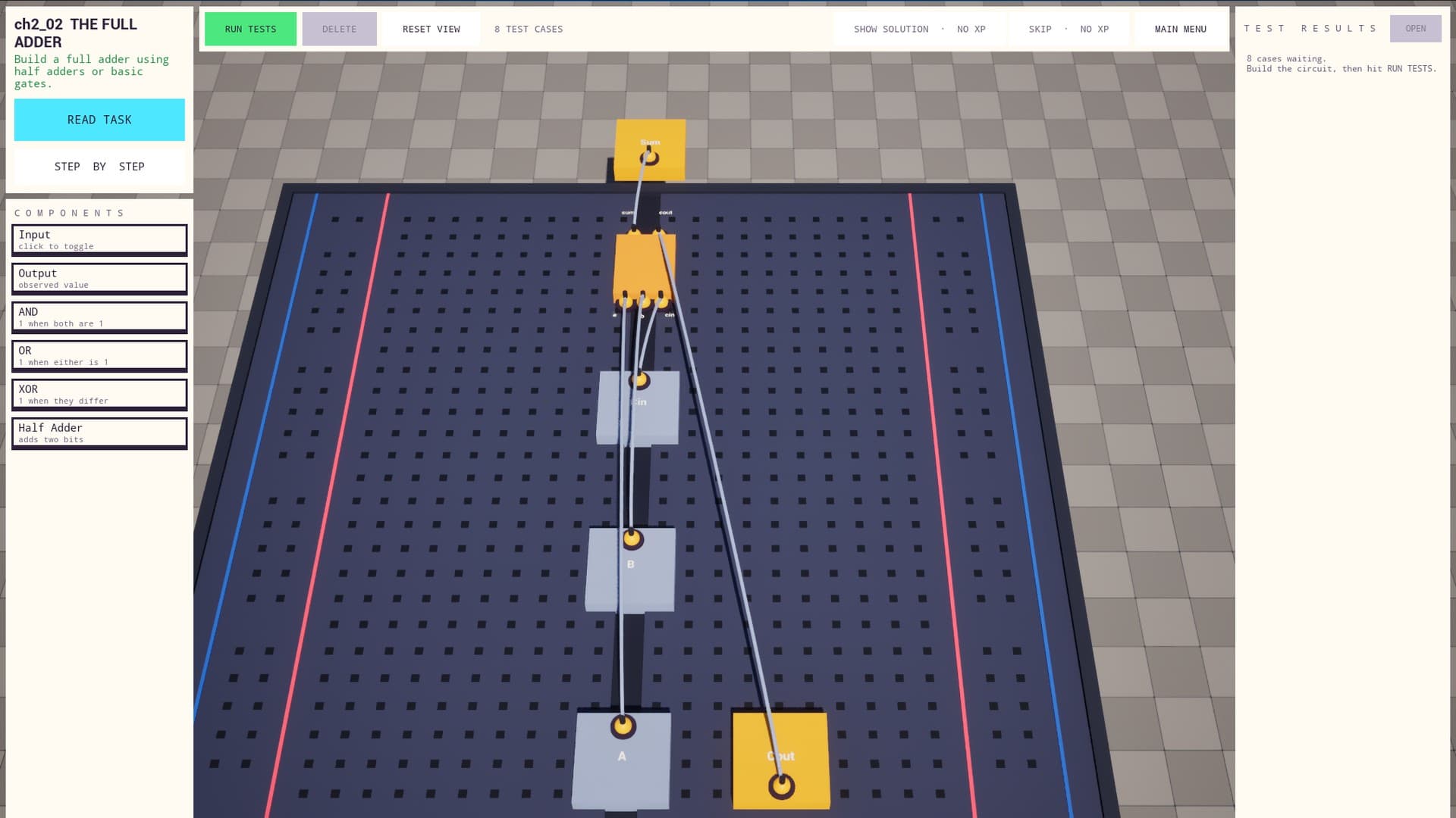 Building an adder from logic gates